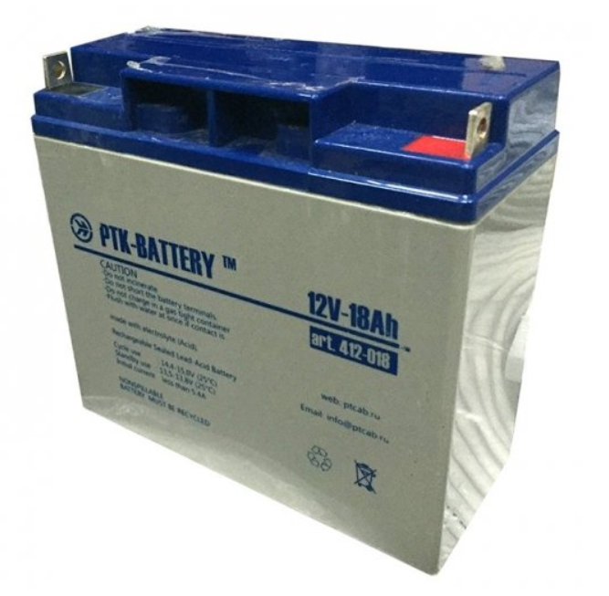Аккумуляторная батарея PTK-BATTERY АКБ 12V-18Ah герметизированная, необслуживаемая с системой рекомбинации газов (180*77*168мм.)