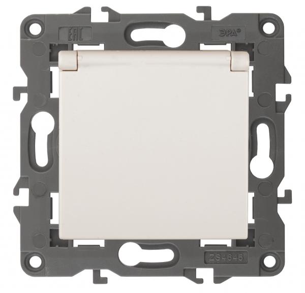 ЭРА  Elegance  Слоновая Кость  Розетка 2P+E Schuko со шторками с крышкой 16A-250В, IP20 14-2103-02
