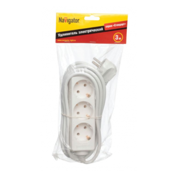 Удлинитель Navigator 94 179 NPE-S-03-300-E-3x1 с/з 3 гн. 3м