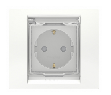 Schneider Electric Unica NEW  Белый Розетка IP44 с заземляющими контактами, со шторками с крышкой, 16 А, 250 В, NU003718
