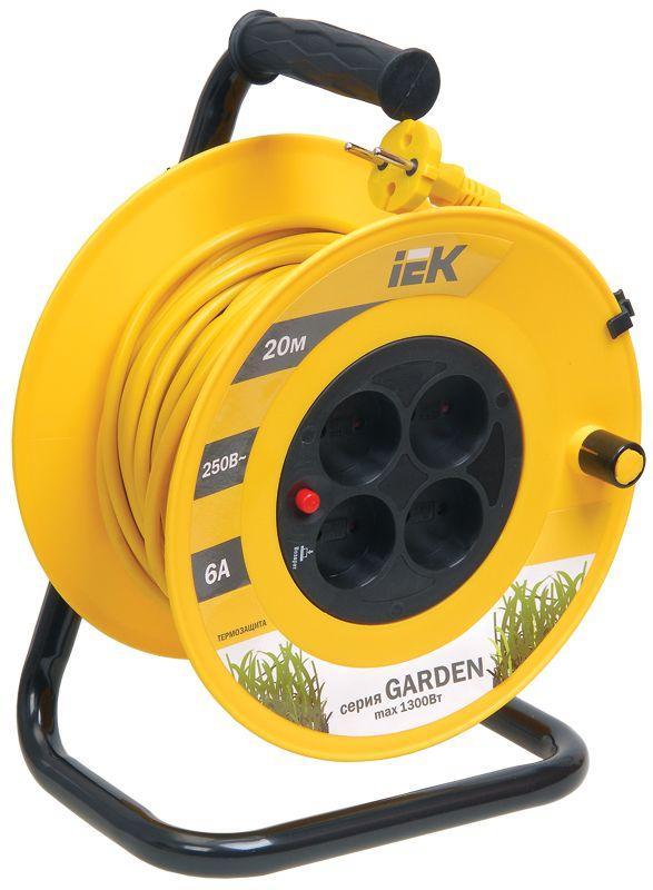 Удлинитель на катушке 4х20м без заземл. 6А IP20 УК20 "Garden" с термозащ. 2х0.75 IEK WKP23-06-04-20