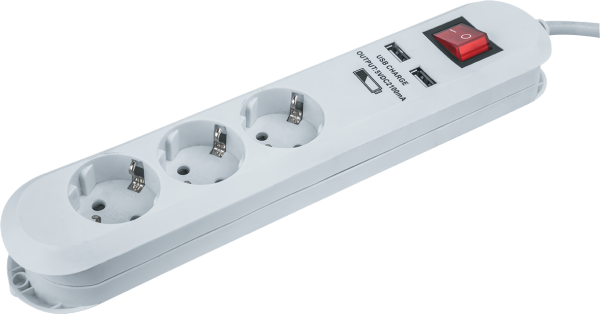 Удлинитель Navigator 61 455 NPE-USB01-03-180-ESC-3X1 с/з выкл.3 гн.1.8м USB2.1A