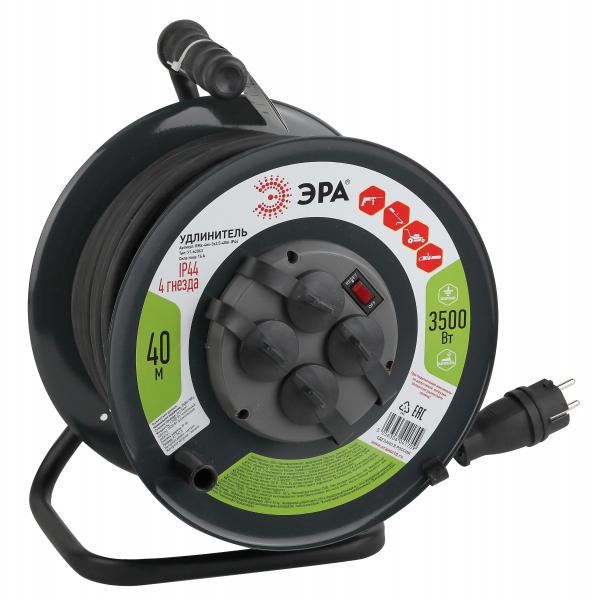 Удлинитель силовой ЭРА RMx-4es-3x2.5-40m-IP44(KG) на м. катушке c/з 4 гн 40м КГ 3х2.5