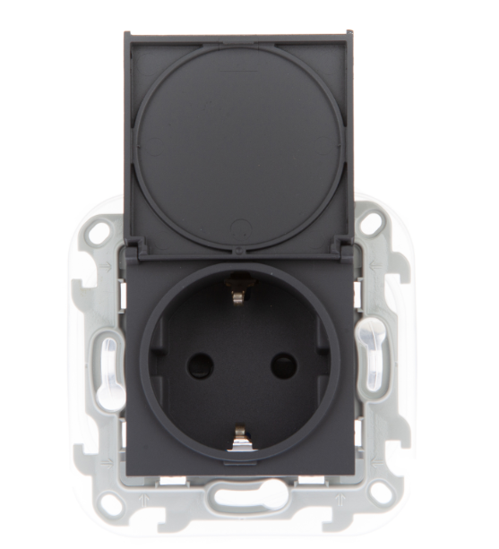 SIMON  S24  Графит  Розетка 2К+З IP44 Push&Go 2420448-038