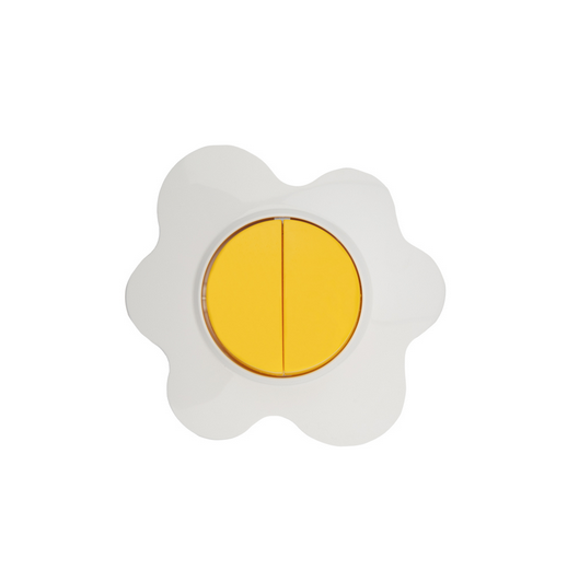 KRANZ  HAPPY  Желтый/белый  Выключатель 2-клавишный Яичница скрытая установка  KR-78-0630 KR-78-0630