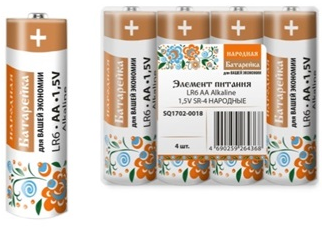 Элемент питания LR6 AA Alkaline 1,5V SR-4 Народный