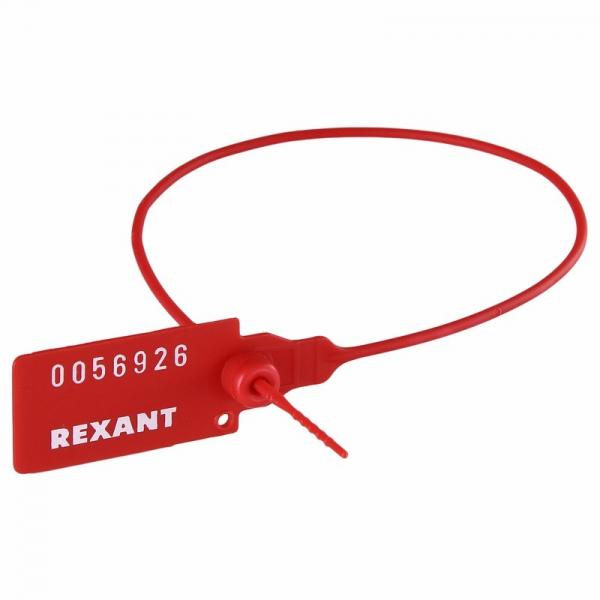 Пломба пластиковая, номерная, 320мм, красная  REXANT 07-6131