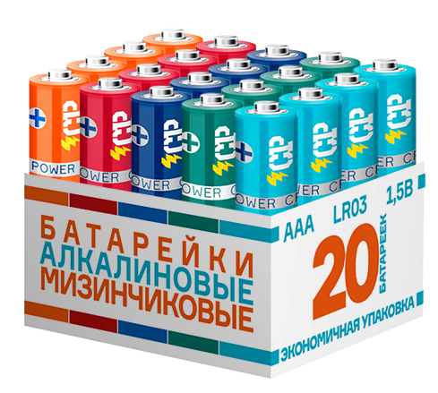 Элемент питания CP LR03 Алкалиновые BOX20 MIX (кратно 20)