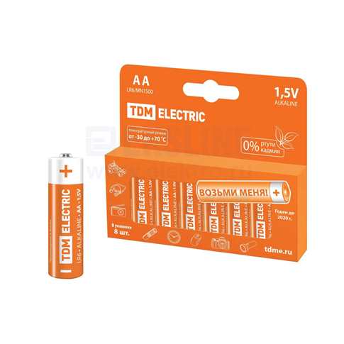 Элемент питания TDM LR6 AA Alkaline 1,5V PAK-8 (кратно 8)