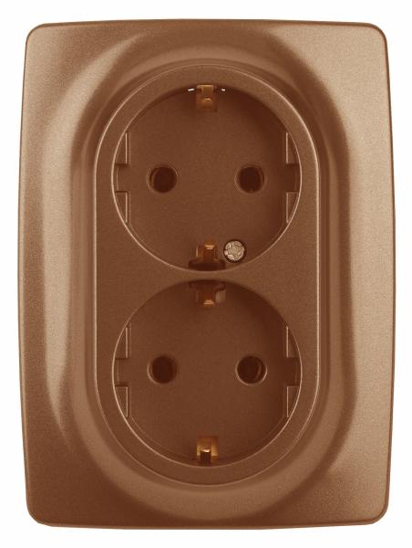 ЭРА  Эра12  Медь  Розетка 2X2P+E Schuko, 16АХ-250В 12-2106-14