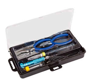 Набор для пайки  (USB-паяльник 8Вт, кусачки, тонкогубцы, подставка, припой, отвертка)  REXANT 12-0168