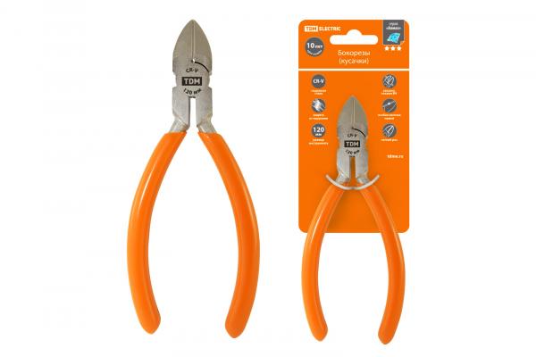 Бокорезы (кусачки) с однокомпонентными рукоятками, CR-V сталь, 120 мм, серия "Алмаз" TDM