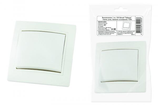 TDM  Таймыр  Белый  Выключатель 1-клавишный 10А  (пром. упаковка, бакелит. основание) SQ1814-0501