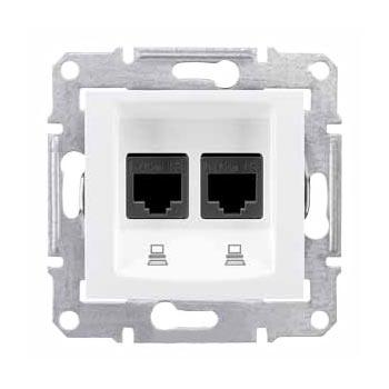 Schneider Electric Sedna  Белый Розетка механизм компьютерная 2-местная RJ45 категория 6, неэкранированная UTP с пружинными зажимами IP20 скрытая установка SDN4800121