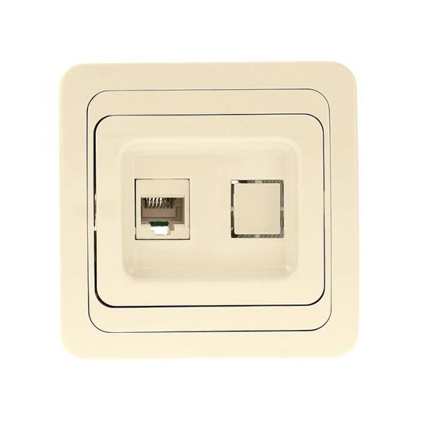 "Лондон" Розетка RJ-45 1-местная бежевая EKF