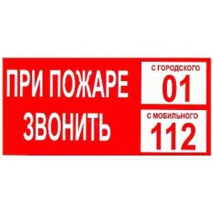 Плакат TDM "При пожаре звонить 01" 200х100мм (лист - 2шт)