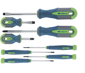 Набор отверток 8 предметов универсальный, CrV, трехкомпонентная рукоятка  Сибртех