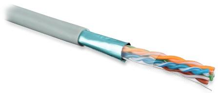 FUTP4-C5E-S24-IN-PVC-GY-305 (305 м) кабель витая пара, экранированная F/UTP, категория 5e, 4 пары (24 AWG), одножильный (solid), экран - фольга, PVC, –20°C – +75°C, серый