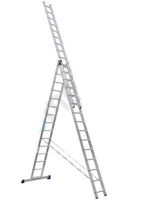 Лестница 3-секционная алюминиевая 3*15 ступеней усиленная 423/757/1095 Алюмет HS3 6315