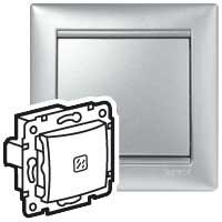 Legrand Valena  Алюминий  Выключатель механизм 1-клавишный с подсветкой 10А 250В  770110 индивидуальная упаковка DIY