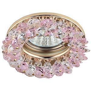 Точечный светильник ЭРА DK16 GD/WH/PK ЭРА декор "круглый  с мелкими хрусталиками" золото/прозрачный розовый