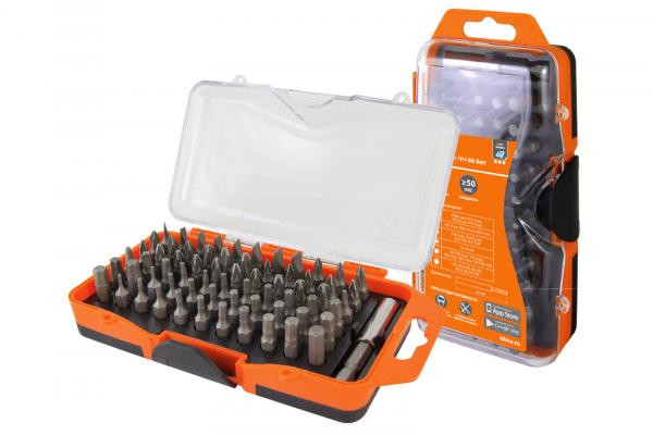 Набор бит №4, 66 бит: SL, PH, PZ, HEX, TORX, SQ,  удлинитель, сталь CR-V, в пластиковом держателе «Алмаз» TDM