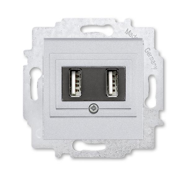 ABB  Levit  Серебро Зарядка USB 2-местная, 2CHH290040A6070
