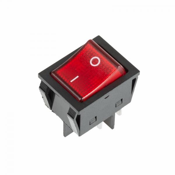 Выключатель клавишный 250 V 25 А (4с) ON-OFF красный с подсветкой  REXANT 36-2343