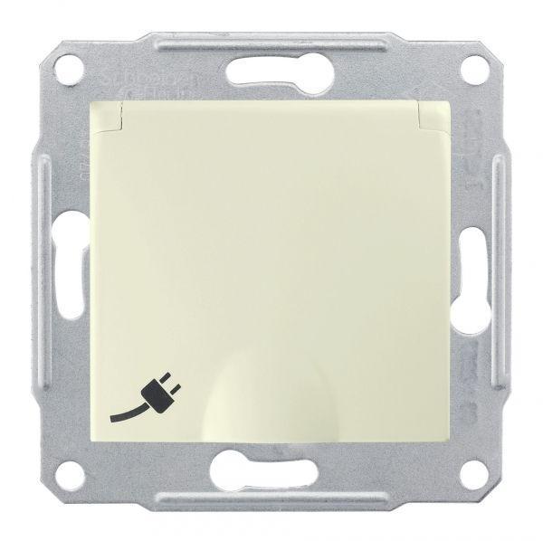 Розетка 1-м СП Sedna 16А IP20 250В с заземл. защ. шторки с крышкой механизм беж. SchE SDN3100147