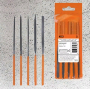 Набор надфилей 5 шт, Ø3 мм, длина 140 мм, пластиковая рукоятка, "Рубин" TDM