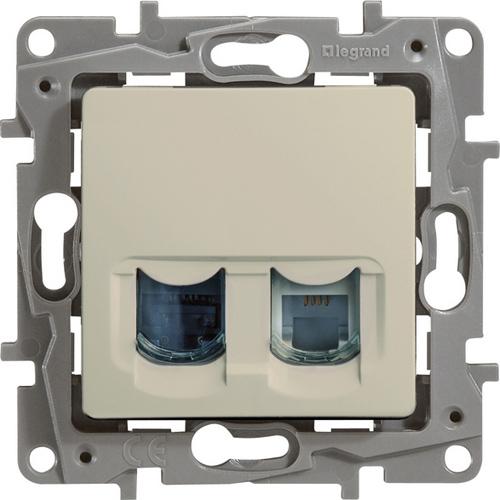 Legrand  Etika  Слоновая Кость Розетка механизм RJ11+RJ45 категория 5 UTP 672352
