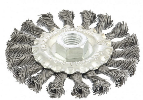 Щетка для УШМ 100 мм, М14, плоская, крученая  проволока 0,5 мм// MATRIX