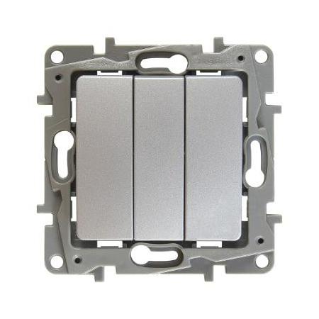 Legrand  Etika  Алюминий Выключатель механизм 3-клавишный 10АХ 250В 672413