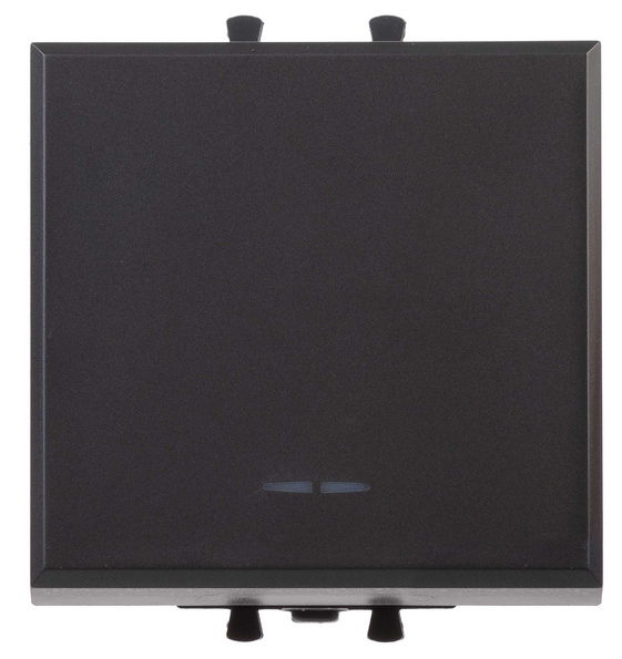 Кнопка одноклавишная модульная, "Avanti", "Черный матовый", 2 модуля