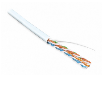 Hyperline UUTP4-C5E-S24-IN-PVC-WH-305 (305 м) Кабель витая пара, неэкранированная U/UTP, категория 5e, 4 пары (24 AWG), одножильный (solid), PVC, -20°C – +75°C, белый - гарантия: 15 лет компонентная, 25 лет системная