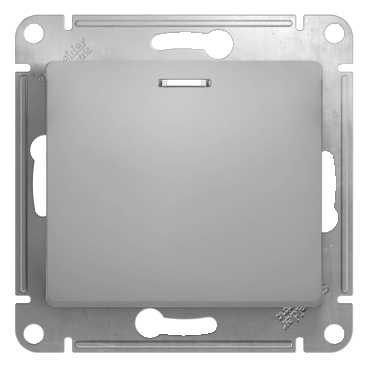 Schneider Electric Glossa Алюминий Переключатель 1-клавишный с подсветкой, схема 6а, механизм IP20 скрытая установка GSL000363