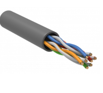 UTP 4x2х24AWG solid, LSZH, CAT5e 305м серый внутренний IEK