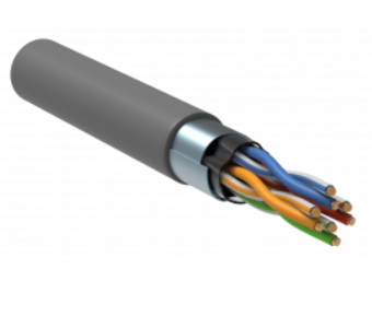 FTP 4PR 24AWG CAT5e solid 305м LSZH, серый  кабель IEK