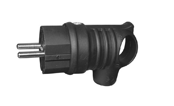 LEZARD Вилка с ручкой 2Р+РЕ 1х16А 220-240V (каучуковая) 24/240шт 106-0400-0109/109