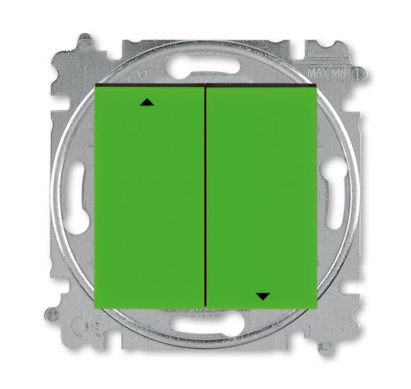 ABB  Levit  Зелёный/Дымчатый чёрный Выключатель жалюзи 2-клавишный с фиксацией, 2CHH598945A6067