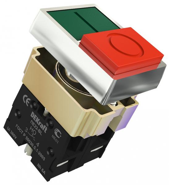 Переключатель I-O BL Φ22 мм цвет зеленый\красный 220В ПЕ-22 DEKraft  25063DEK