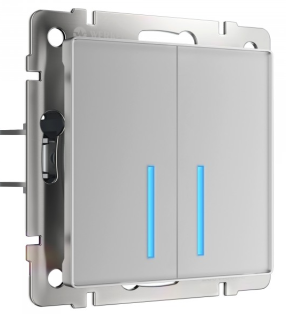 W4520606/ Сенсорный выключатель двухклавишный с функцией Wi-Fi (серебряный)