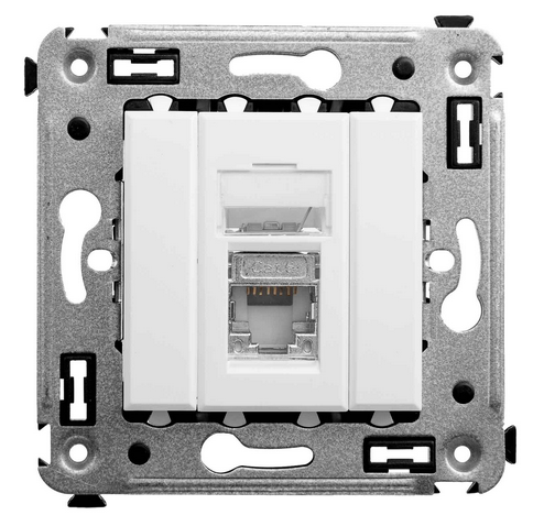 Компьютерная розетка RJ-45 в стену, кат.6 одинарная экранированная, "Avanti", "Белое облако"