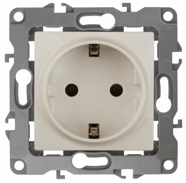 ЭРА  Эра12  Слоновая Кость  Розетка 2P+E Schuko, 16АХ-250В, винт, без м.лапок,   12-2011-02 Б0029235