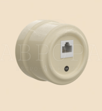 Розетка компьютерная RJ45, цвет - слоновая кость, серия "Аврора", ТМ "МезонинЪ"