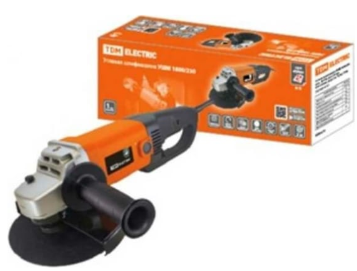 Угловая шлифмашина УШМ 1800/230, мощ. 1800 Вт, диск 230 мм, 6500 об/мин, шнур 3 м, "Рубин" TDM