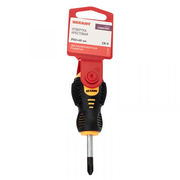 Отвертка крестовая PH 2 X 40 мм , двухкомпонентная рукоятка Rexant 12-4730