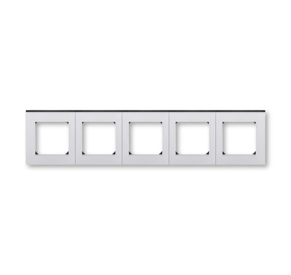 ABB  Levit  Серебро/Дымчатый чёрный Рамка 5-местная 2CHH015050A6070