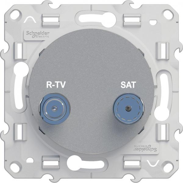 Schneider Electric ODACE Алюминий Розетка механизм R-TV/SAT проходная S53R456