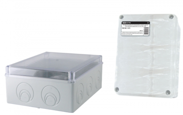 Коробка расп. ОП 240х195х90мм, прозрач. крышка, IP44, кабельные ввода d28-3 шт., d37-2 шт., TDM